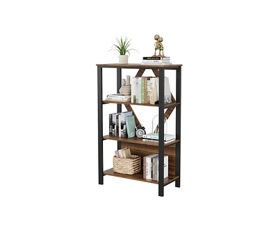 gaomon 4 Tier Bookshelf with Led Lights, Tall Bookcase with Open Display Shelves