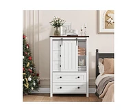 gaomon Dresser, 5 Drawers Dresser for Bedroom with Sliding Barn Door, Adjustable Shelf, Farmhouse Tall Chest of Drawer