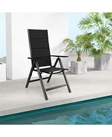 Gymax Patio Folding Chairs Lightweight Outdoor Dining Chairs w/ Padded Seat