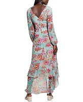 Guess Women's Shelia V-Neck Long-Sleeve High-Low Dress