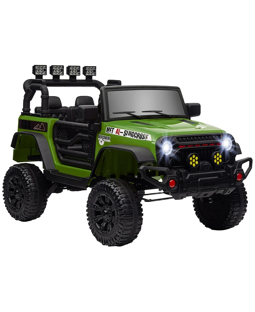 Qaba 12V Ride on Car, Utv w/ Bluetooth, 4 Suspension Wheels