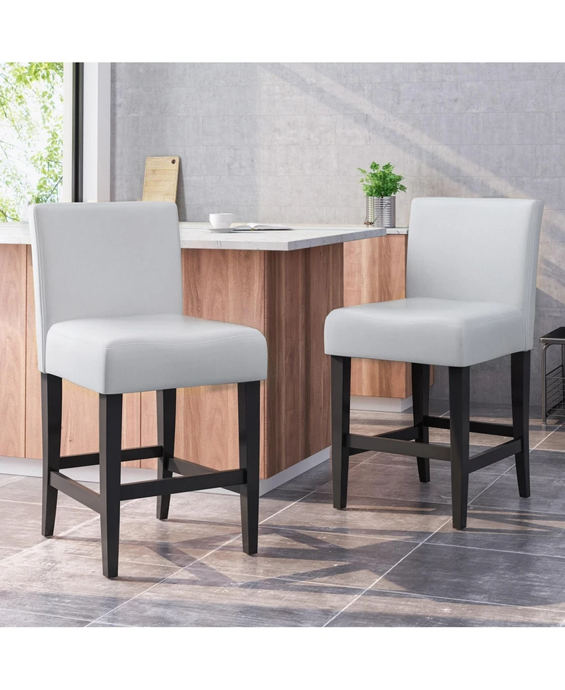 The Pop Home Set of 2 Ivory Faux Leather Counter Stools for Kitchen Island, Bar, or Dining-The Pop Home