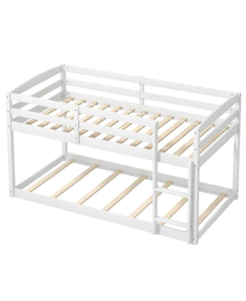 Gouun Twin Size Bunk Bed with High Guardrails and Integrated Ladder