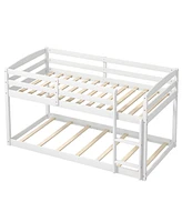 Gouun Twin Size Bunk Bed with High Guardrails and Integrated Ladder