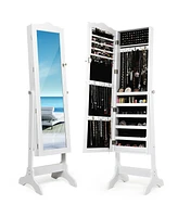 Gouun 4-Angle Tilting Mirrored Lockable Jewelry Cabinet with Large Storage Capacity