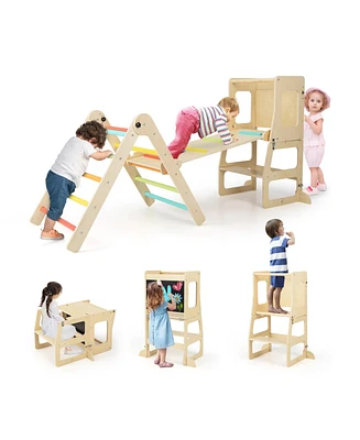 Gouun 7-in-1 Toddler Climbing Toy Connected Table and Chair Set for Boys and Girls Aged 3-14 Years Old