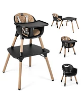 Gouun 4-in-1 Baby Convertible Toddler Table Chair Set with Pu Cushion