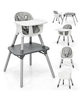 Gouun 4-in-1 Baby Convertible Toddler Table Chair Set with Pu Cushion