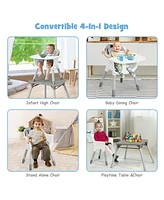 Gouun 4-in-1 Baby Convertible Toddler Table Chair Set with Pu Cushion