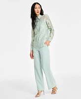 Anne Klein Women's Collared Lace Button-Front Shirt