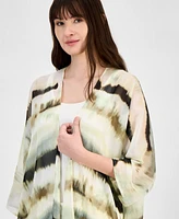Anne Klein Printed Open-Front Chiffon Kimono