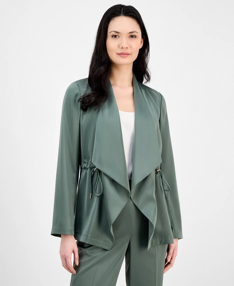 Anne Klein Women's Drape-Front Drawstring-Waist Jacket