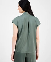 Anne Klein Women's Cap-Sleeve Pleated-Back Shirt