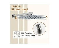 Casainc 12 Inch Wall Mounted Square Handheld Shower Set