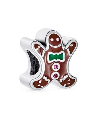 Bling Jewelry Christmas Gingerbread Man Cookie Charm Bead Sterling Silver