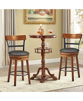 Gymax Set of BarStool 25.5'' Swivel Counter Height Dining Chair with Rubber Wood Legs
