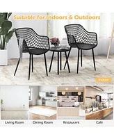 Gouun 3 Piece Patio Chair Set with Pp Seat and Tabletop for Porch