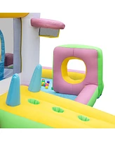 Gouun Inflatable Bounce House Bouncy Castle with Slide and Obstacle and Ball Pit without Blower