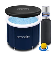 SereneLife Inflatable Cold Plunge Tub with Insulated Design and Neck Support, Black