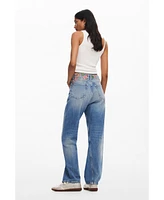 Desigual Women's Long denim pants with flowers