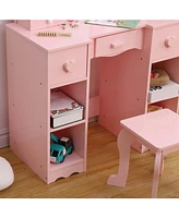 gaomon Kids Vanity Set, Princess Makeup Table and Chair with Vanity Table