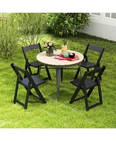 Gouun Set of 4 Dining Chairs Foldable Kitchen Chair with Rubber Wood Legs and Padded Seat