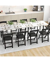 Gouun Set of 4 Dining Chairs Foldable Kitchen Chair with Rubber Wood Legs and Padded Seat