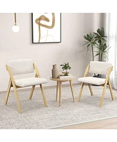 Gouun Set of 2 Folding Kitchen Dining Chairs with Rubber Wood Legs