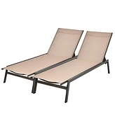 Gouun Outdoor Reclining Chaise Lounge Chair with 6-Position Adjustable Back