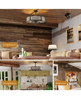 Gouun 30 Inch Caged Ceiling Fan With Crystal Lampshade 6 Bases