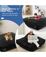 Gouun 57 x 57 Inch Crash Pad Sensory Mat with Foam Blocks and Washable Velvet Cover