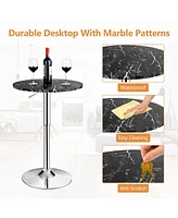 Gouun 360° Swivel Cocktail Pub Table with Sliver Leg and Base