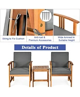 Gouun 3PC Solid Wood Outdoor Patio Sofa Furniture Set