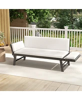 Gouun Outdoor Convertible Sofa Daybed with Adjustable Armrests for Balcony-Off