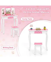 Gouun Princess Pretend Play Makeup Dressing Table with Cute Polka Dot Print