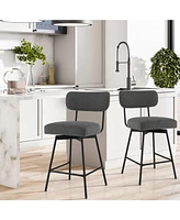Gouun 25 Inch 2-Piece Modern Upholstered Bar Stools with Back and Footrests