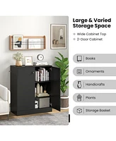 Gouun 2-Door Modern Floor Storage Cabinet with 3-Tier Shelf