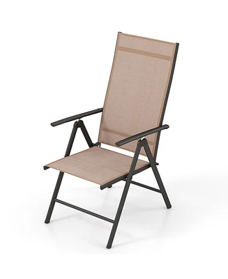 Gouun 1 Piece Patio Folding Dining Chairs with 7-Level Adjustable High Backrest
