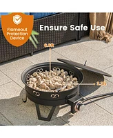 Gouun 17 Inch Portable Gas Fire Pit with Folding Legs and Removable Grill for Camping