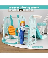 Gouun Toddler Slide and Swing Set with Extra-long Slide Height Adjustable Swing Basketball Hoop and Climber