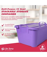 Life Story Purple Stackable Closet Organization Storage Box, 55 Quart (6 Pack)