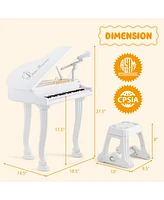 Gymax 37 Keys Kids Piano Keyboard Toy Toddler Musical Instrument w/ Stool & Microphone
