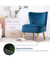 Gouun Modern Armless Velvet Accent Chair with Wood Legs