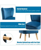 Gouun Modern Armless Velvet Accent Chair with Wood Legs