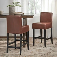 The Pop Home Set of 2 Modern Counter Stools,Soft Upholstered Seat for Kitchen & Dining-The