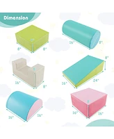Gouun 6 Pieces Foam Climbing Blocks Indoor Climb and Crawl Activity Playset with Rectangles