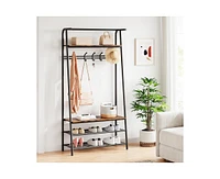 gaomon Coat Rack Shoe Bench, 4-in-1 Hall Trees Entryway Bench with Coat Rack and Shoe Rack