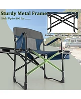 Gouun Folding Camping Directors Chair with Cooler Bag and Side Table