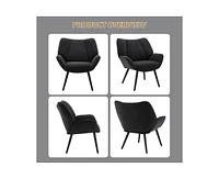 gaomon Mid Century Accent Chair, Comfy Living Room Chair Corduroy Fabric Sofa Armchair for Bedroom, Modern Accent Chair with Arms & Metal Legs for Off