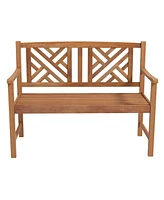 Gouun 2-Person Wooden Outdoor Bench with Cozy Armrest and Backrest